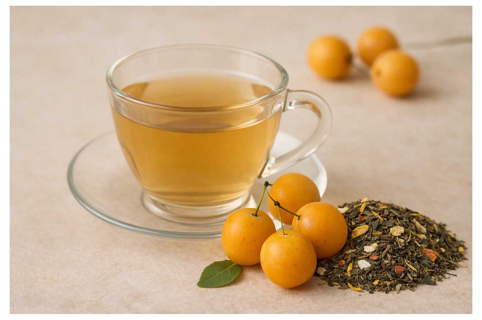 Thé vert Mirabelle Exotique - une tasse pleine de soleil et de fraîcheur