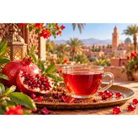 Rooibos Grenade Royale – Une pause douce et fraiche à découvrir sur Voila-les-thes.com