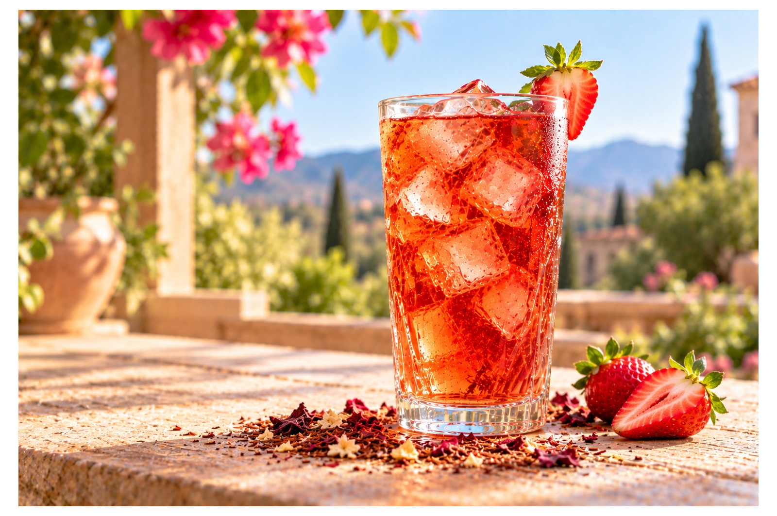 Rooibos vert pêche fraise – Une pause ultra fruitée sans théine à découvrir sur Voila-les-thes.com